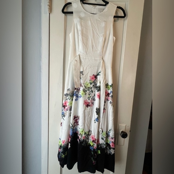 Ted Baker Floral Midi Dress - White and Black - Picture 6 of 16